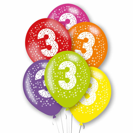 9912722 IP X10 - Age 3 Primary Mix Latex Balloons 11"/27.5cm - 10 PKG/6