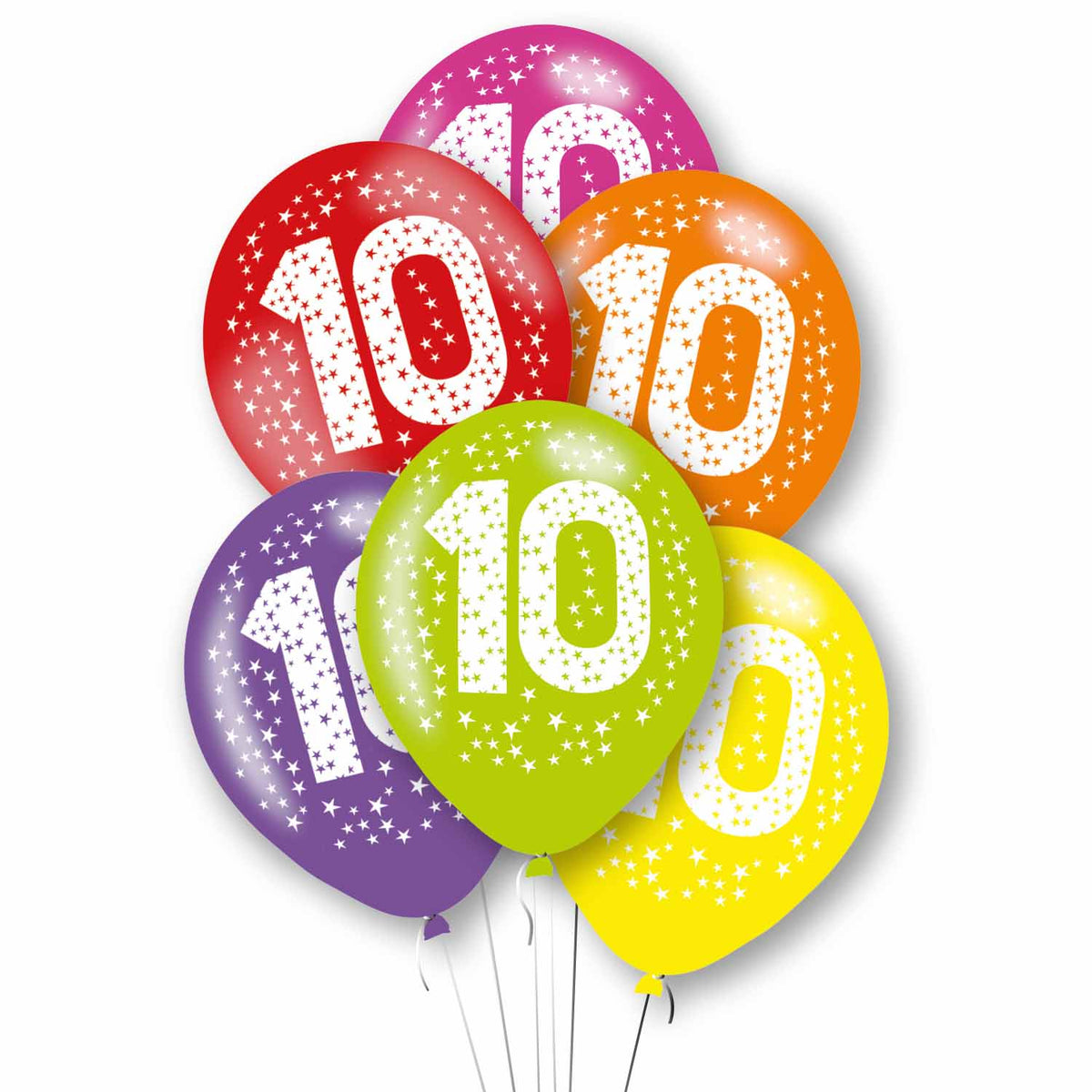 9912737 IP X10 - Age 10 Primary Mix Latex Balloons 11"/27.5cm - 10 PKG/6
