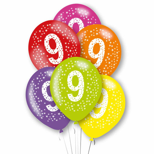 9912739 IP X10 - Age 9 Primary Mix Latex Balloons 11"/27.5cm - 10 PKG/6