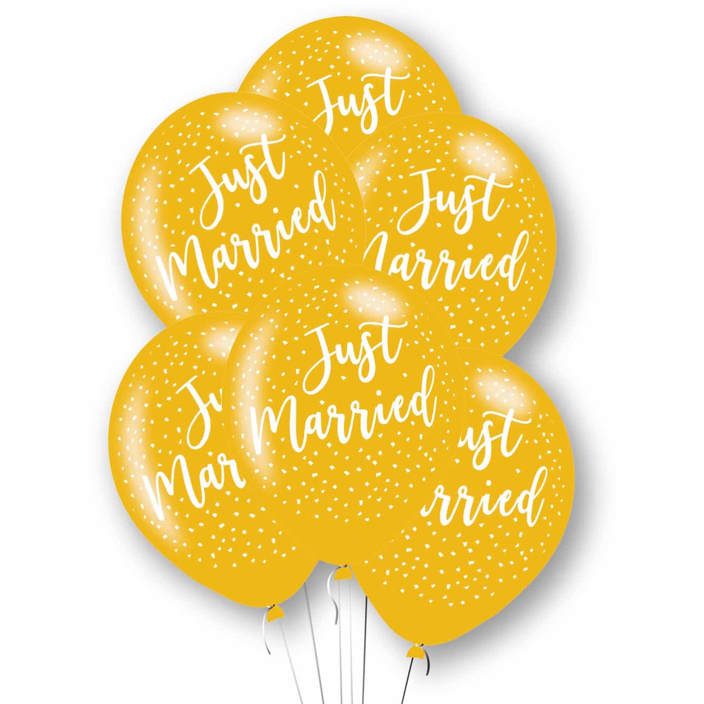 9912799 IP X10 - Just Married Gold Latex Balloons 11"/27.5cm - 10 PKG/6