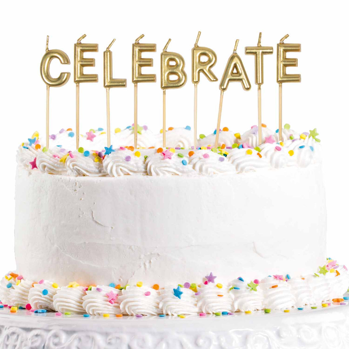 9911566 IP X12 - Gold Celebrate Pick Candles 2.5cm - 12 PKG/9