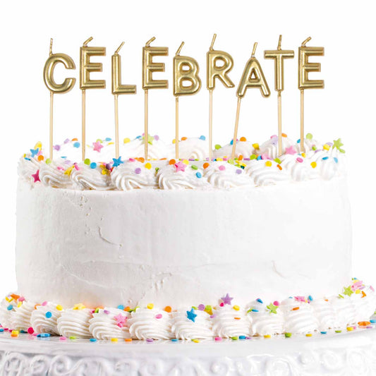 9911566 IP X12 - Gold Celebrate Pick Candles 2.5cm - 12 PKG/9