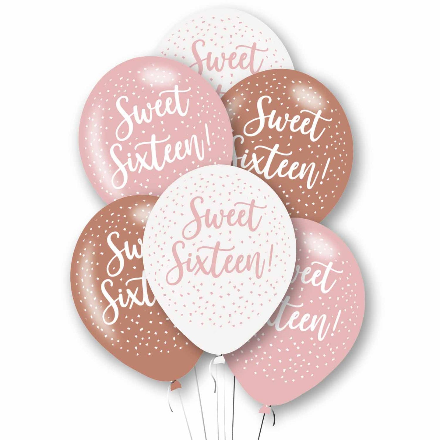 Sweet Sixteen Rose Gold Mix Latex Balloons 11"/27.5cm - 10 PKG/6