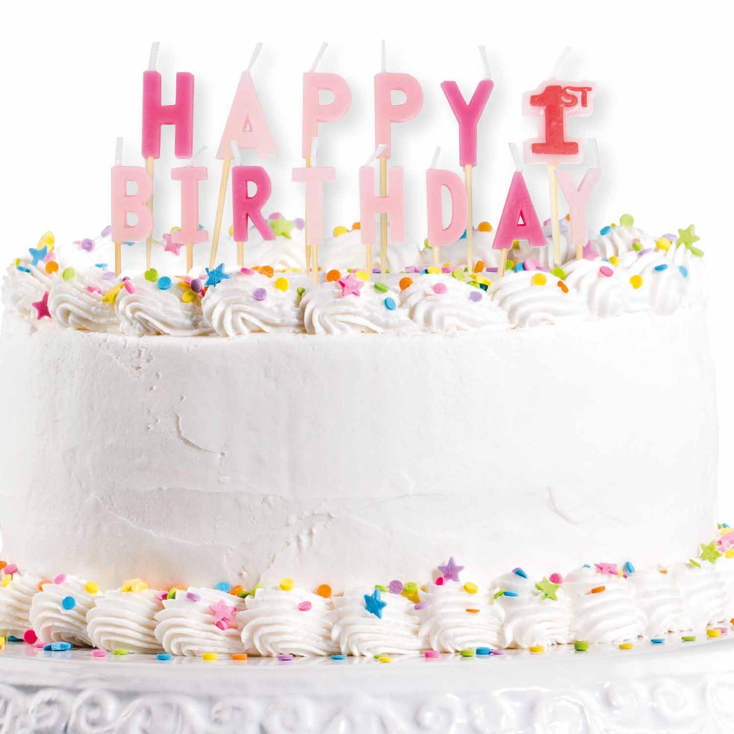 HAPPY 1ST BDAY PICK CNDLE X 12 Pink or Blue