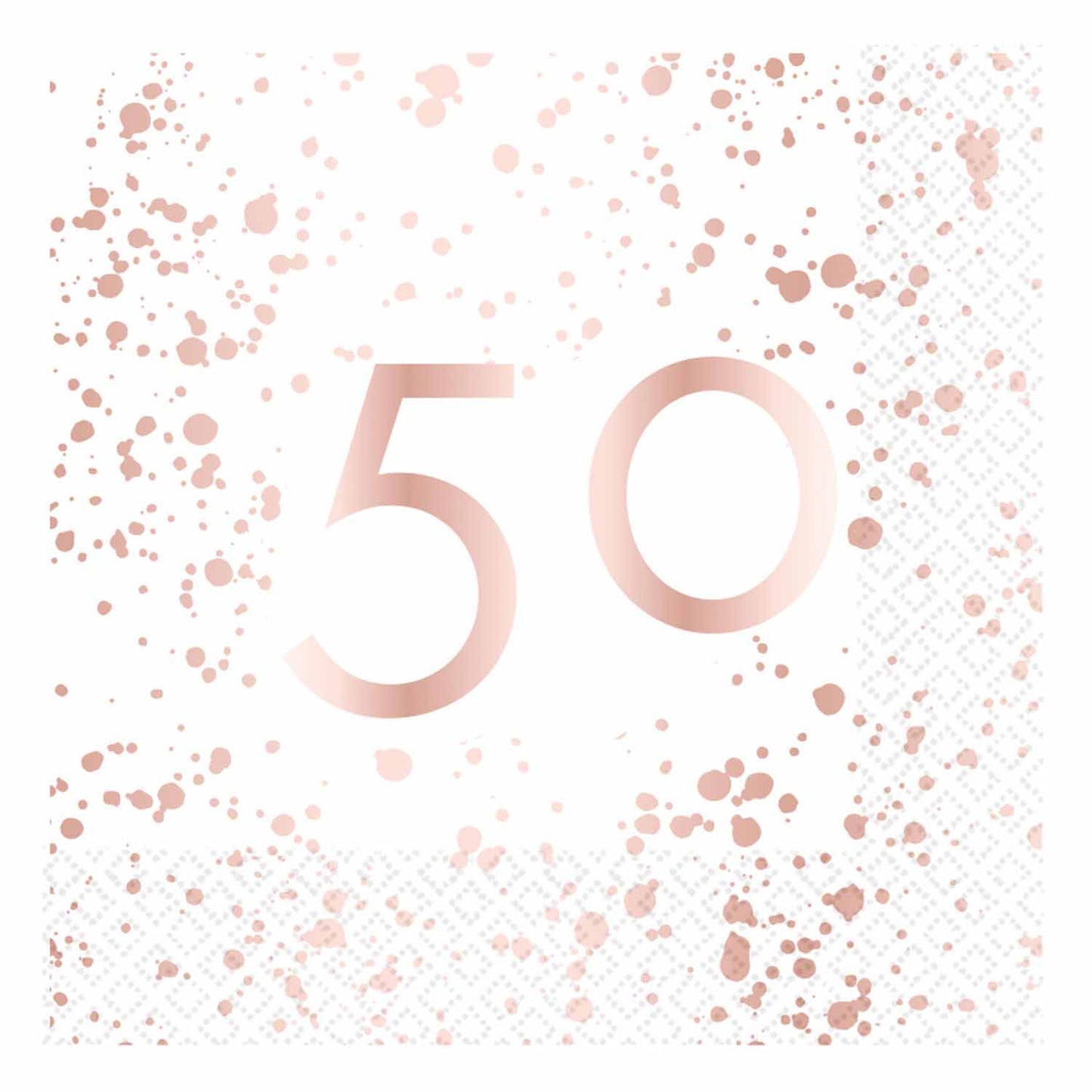 9913903 IP X6 - 50th Birthday Rose Gold Hot Stamped Luncheon Napkins 33cm - 6 PKG/16