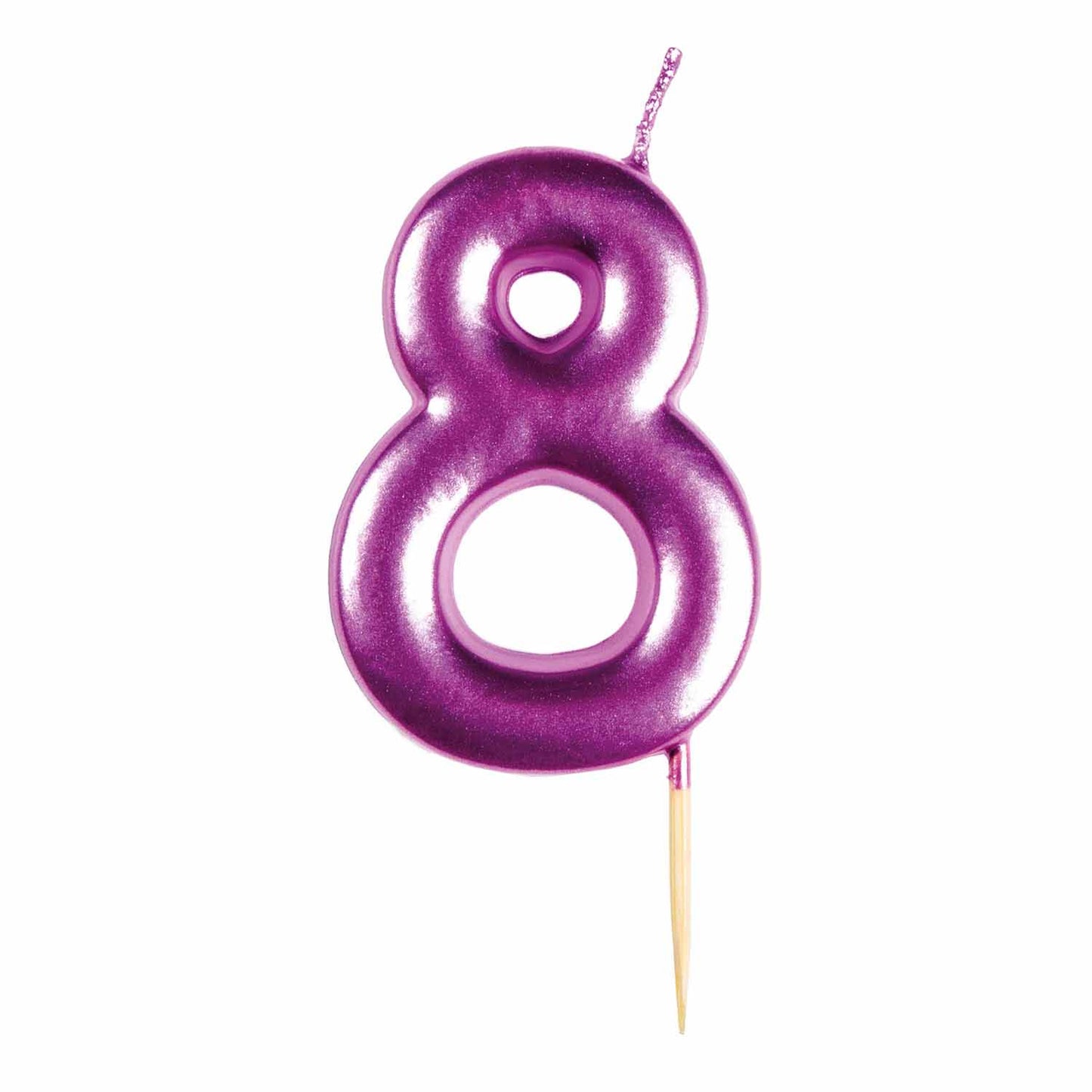 9911841 IP X12 - #8 Metallic Pink Finish Numerical Candles 6 cm - 12 PC
