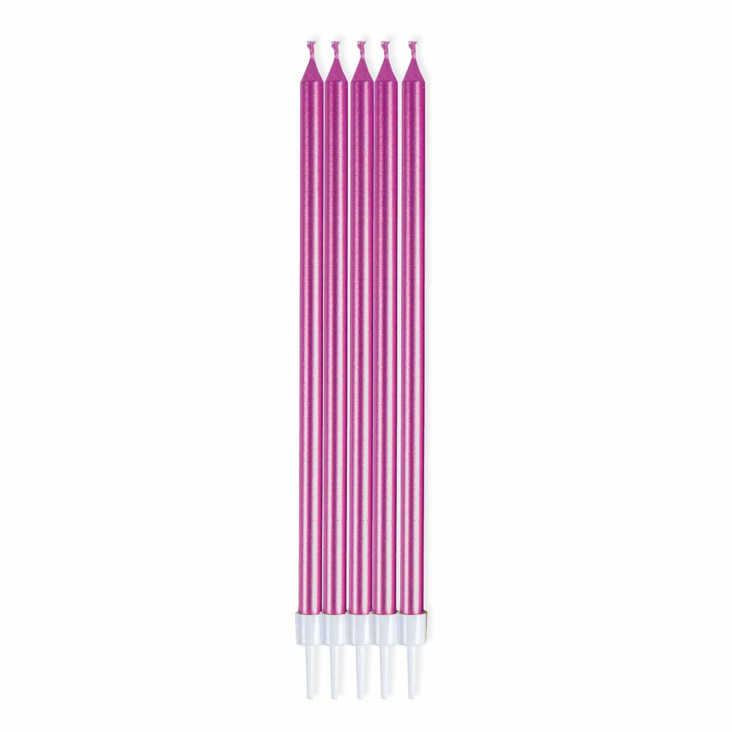 Metallic Pink Skinny Candles 16cm - 10 PKG/12