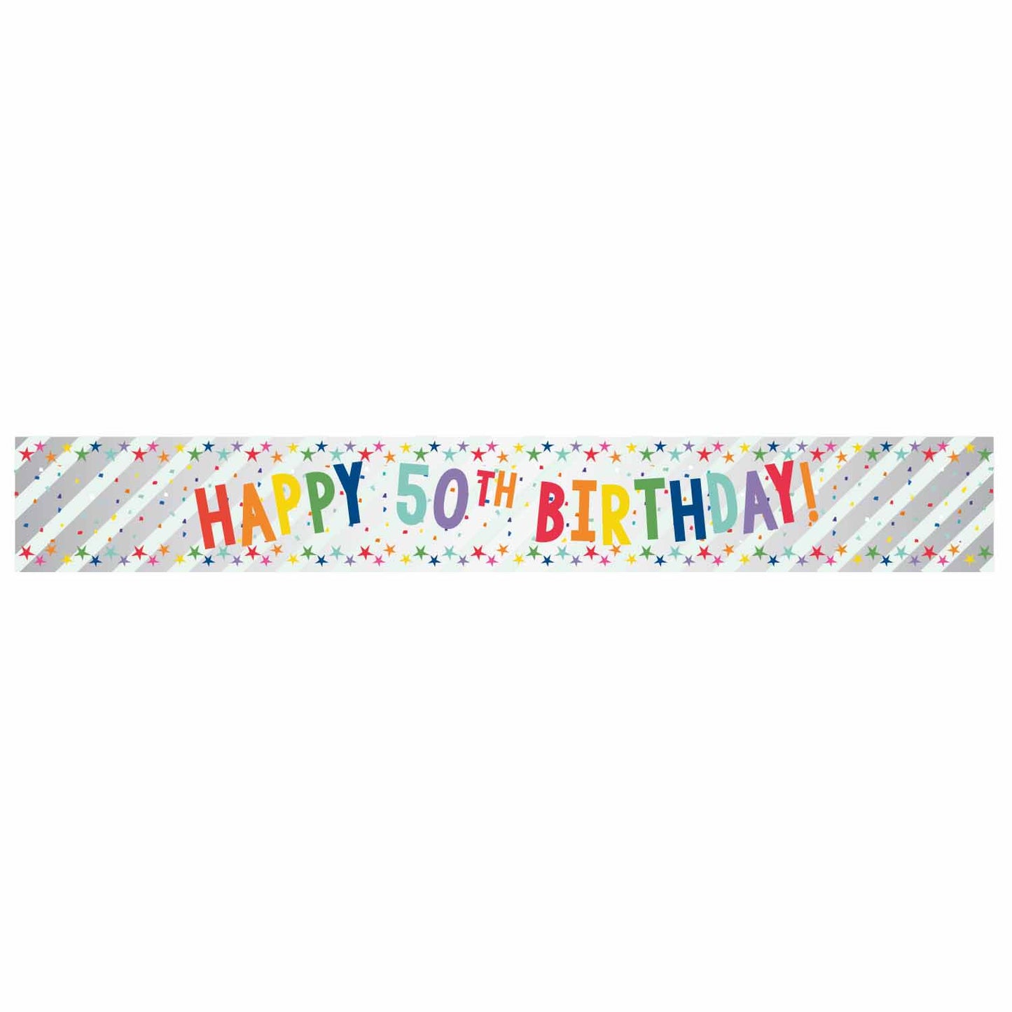 9912571 IP X12 - Happy 50th Birthday Multi-coloured Foil Banners 1.8m - 12 PC