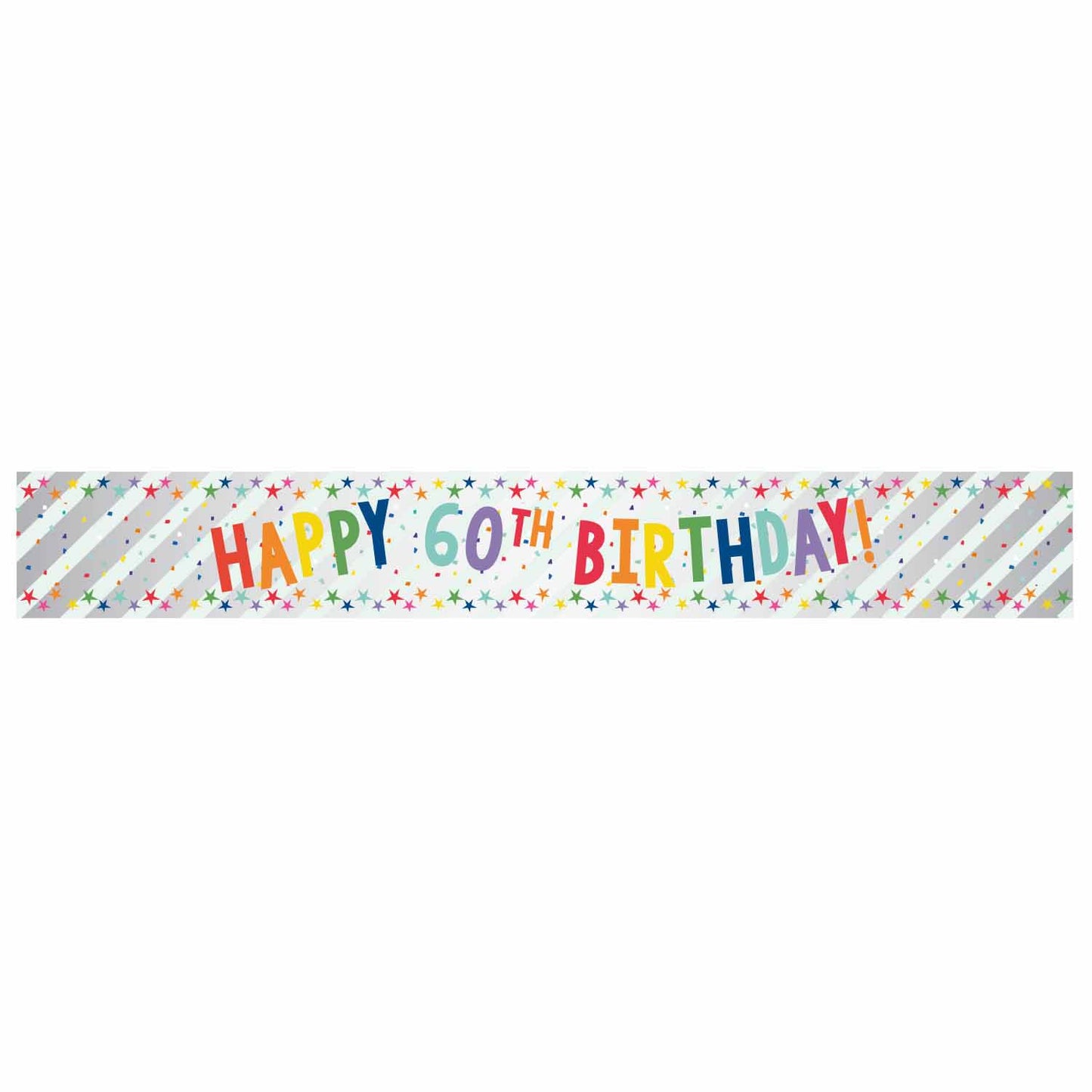 9912572 IP X12 - Happy 60th Birthday Multi-coloured Foil Banners 1.8m - 12 PC