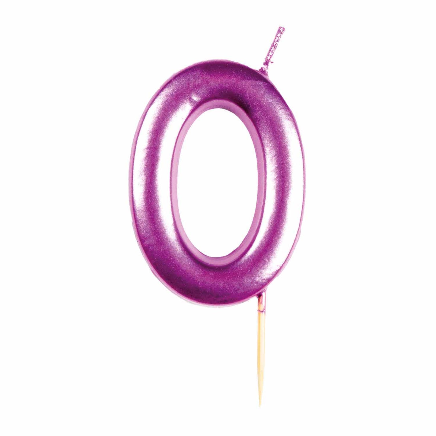 9911833 IP X12 - #0 Metallic Pink Finish Numerical Candles 6 cm - 12 PC