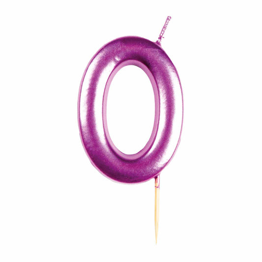 9911833 IP X12 - #0 Metallic Pink Finish Numerical Candles 6 cm - 12 PC