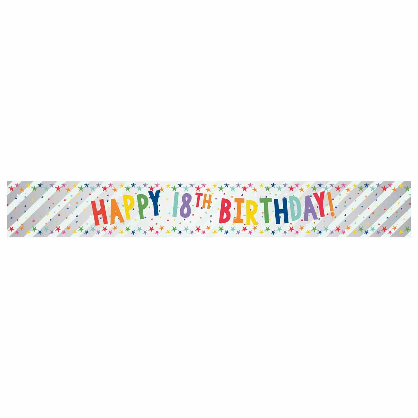 9912567 IP X12 - Happy 18th Birthday Multi-coloured Foil Banners 1.8m - 12 PC