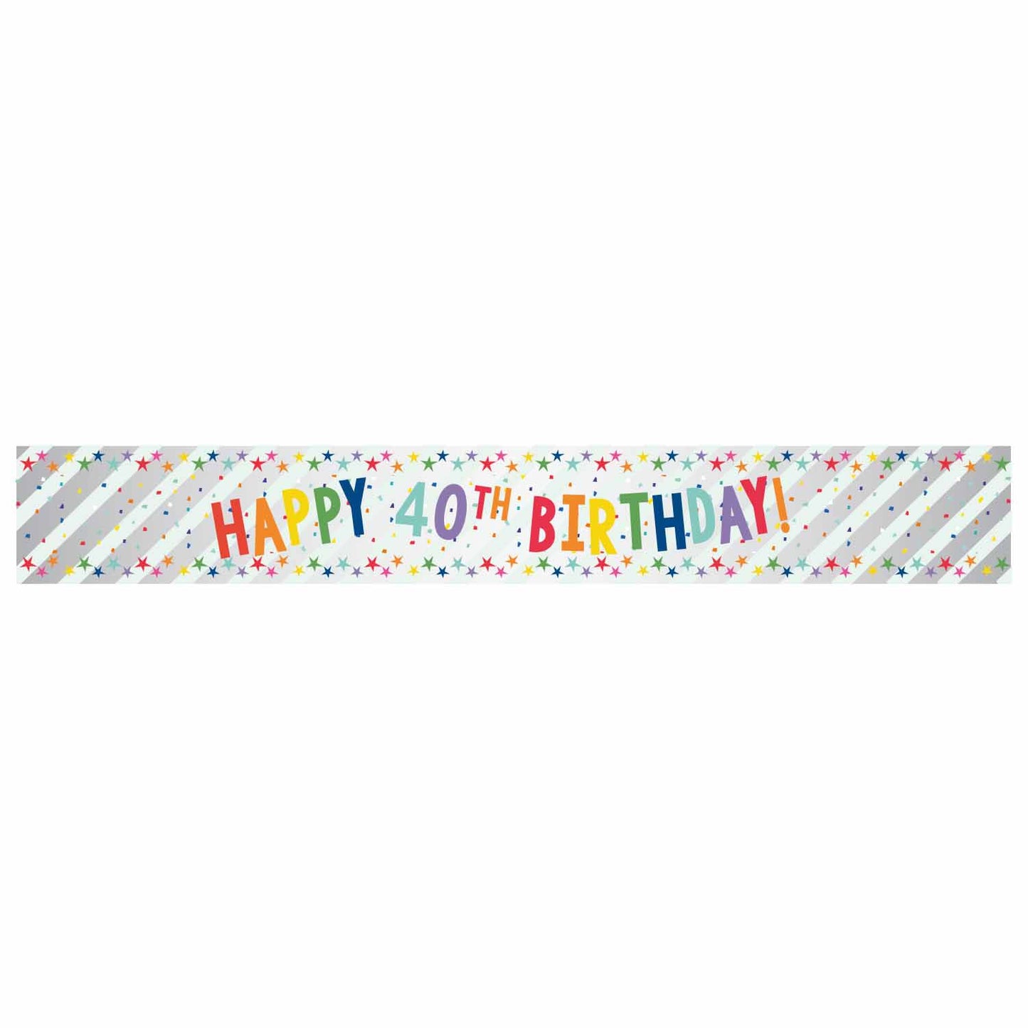 9912570 IP X12 - Happy 40th Birthday Multi-coloured Foil Banners 1.8m - 12 PC