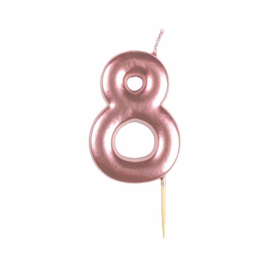 #8 Metallic Silver Finish Numerical Candles 6cm - 12 PC