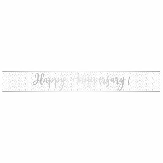 9912139 IP X12 - Happy Anniversary Silver Script Foil Banners 2.7m - 12 PC