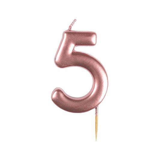 #5 Metallic Silver Finish Numerical Candles 6cm - 12 PC