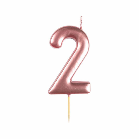 #2 Metallic Silver Finish Numerical Candles 6cm - 12 PC