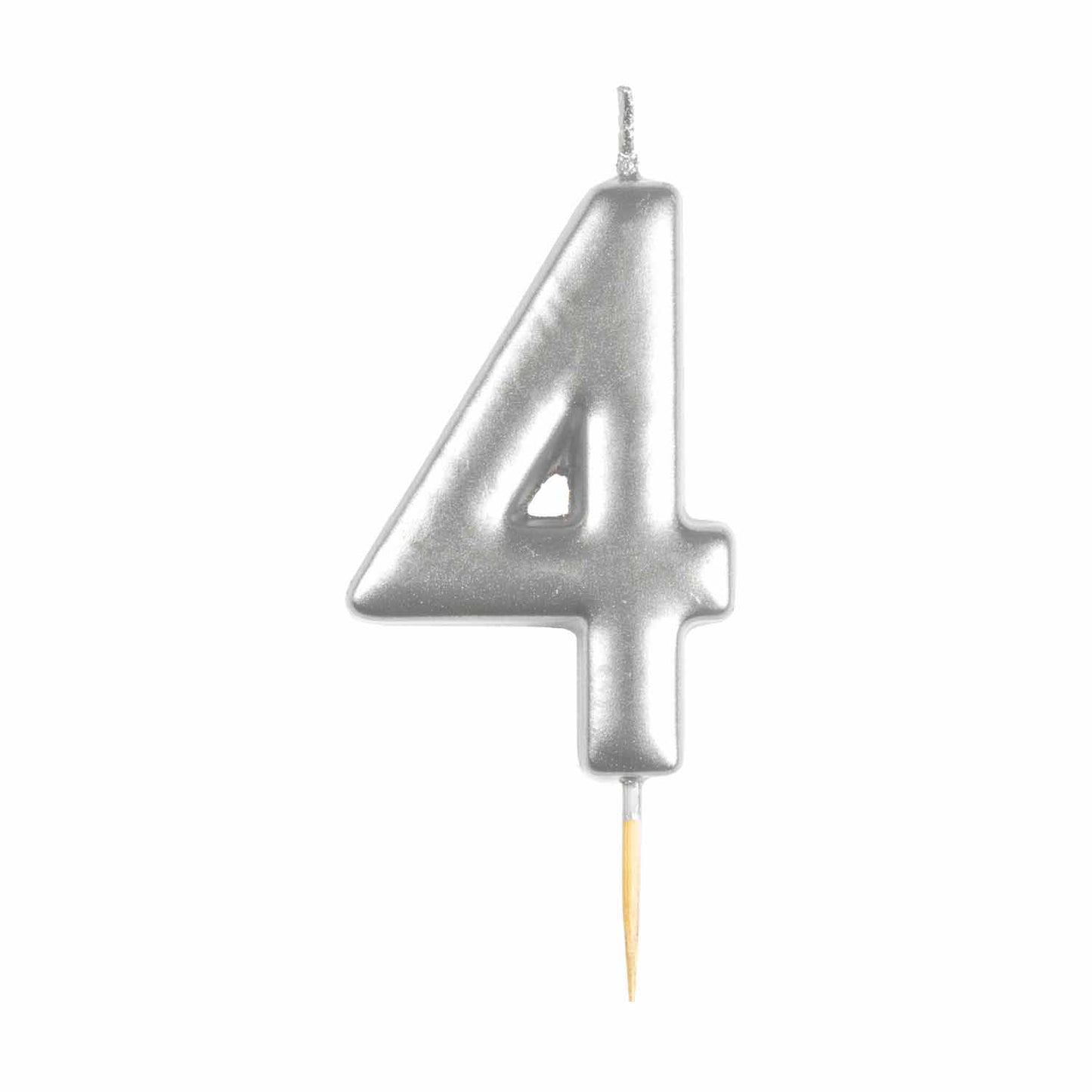 #4 Metallic Various Colours Finish Numerical Candles 6cm - 12 PC