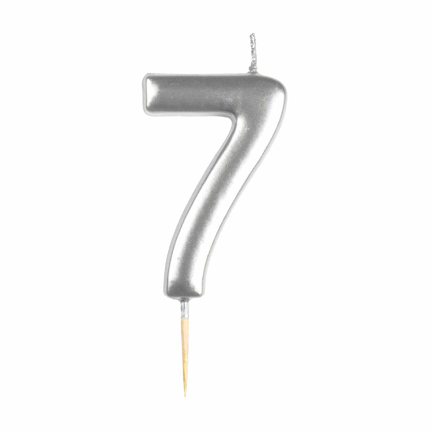 #7 Metallic Silver Finish Numerical Candles 6cm - 12 PC