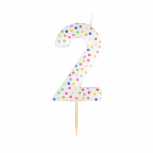 9911557 IP X12 - #2 Dots Finish Numerical Candles 6 cm - 12 PC