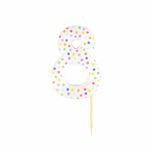 9911563 IP X12 - #8 Dots Finish Numerical Candles 6 cm - 12 PC