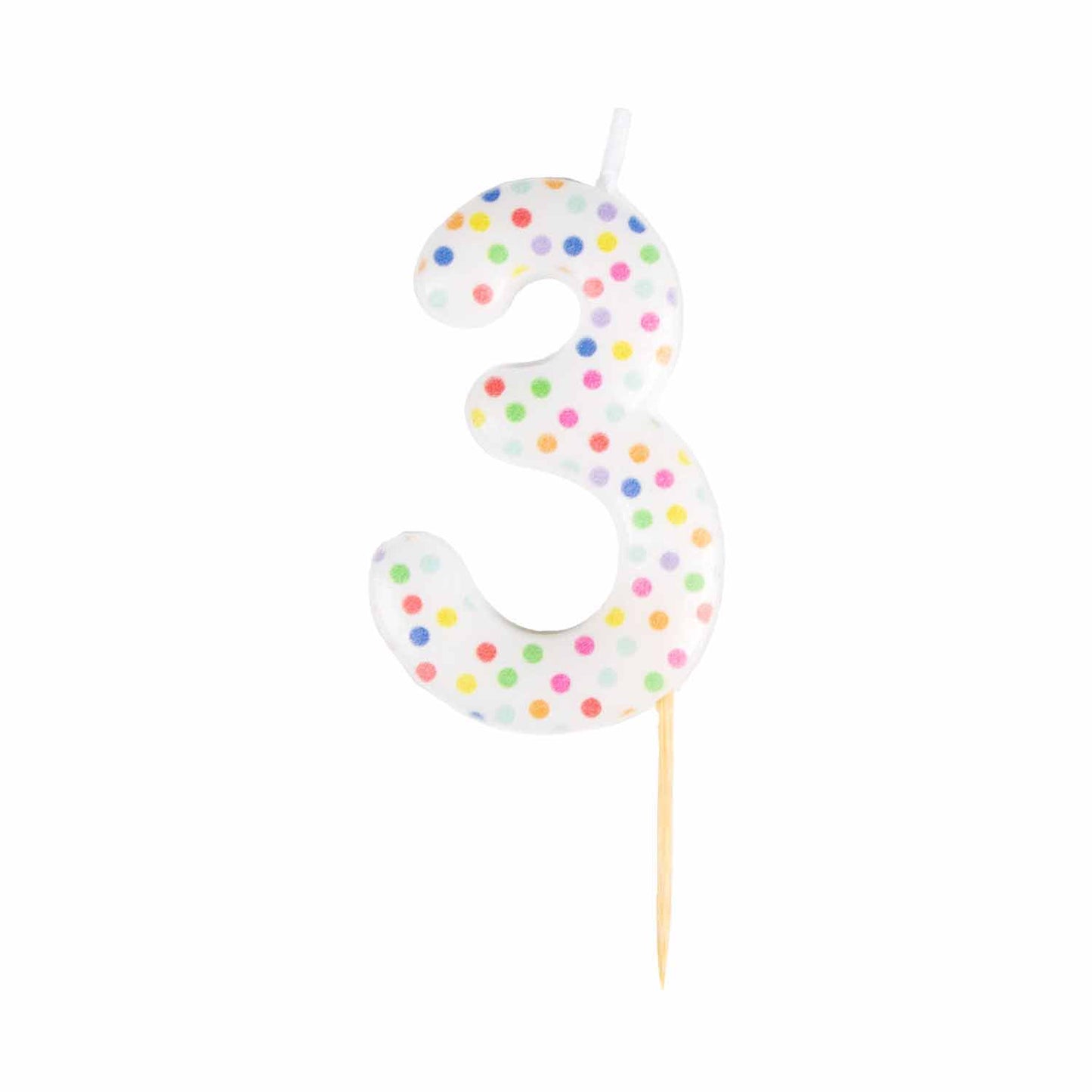 9911558 IP X12 - #3 Dots Finish Numerical Candles 6 cm - 12 PC