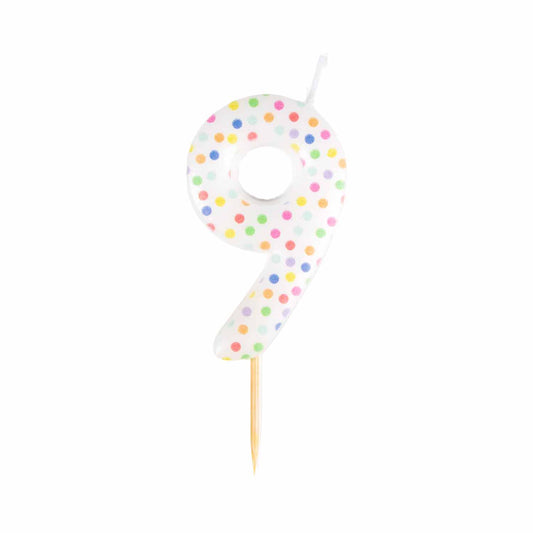 9911564 IP X12 - #9 Dots Finish Numerical Candles 6 cm - 12 PC