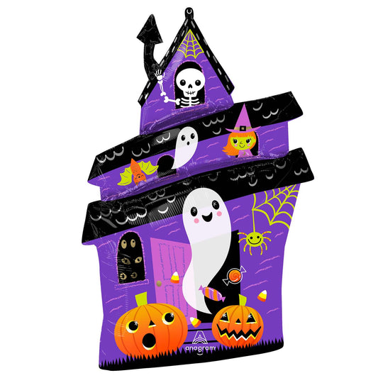 4481301 IP X5 - Halloween Haunted House SuperShape Foil Balloons 23"/58cm w x 32"/81cm h P35 - 5 PC