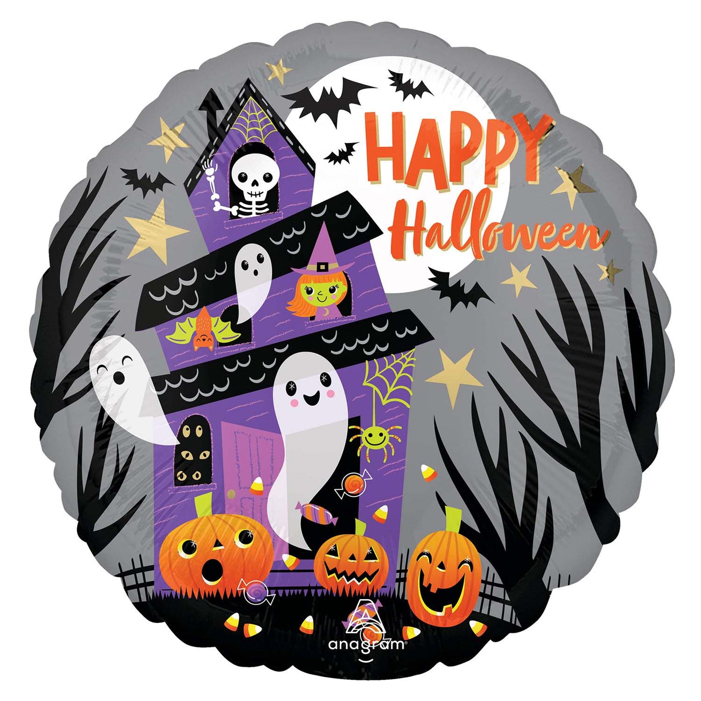 4481501 IP X5 - Happy Haunted House Standard Foil Balloons S40 - 5 PC