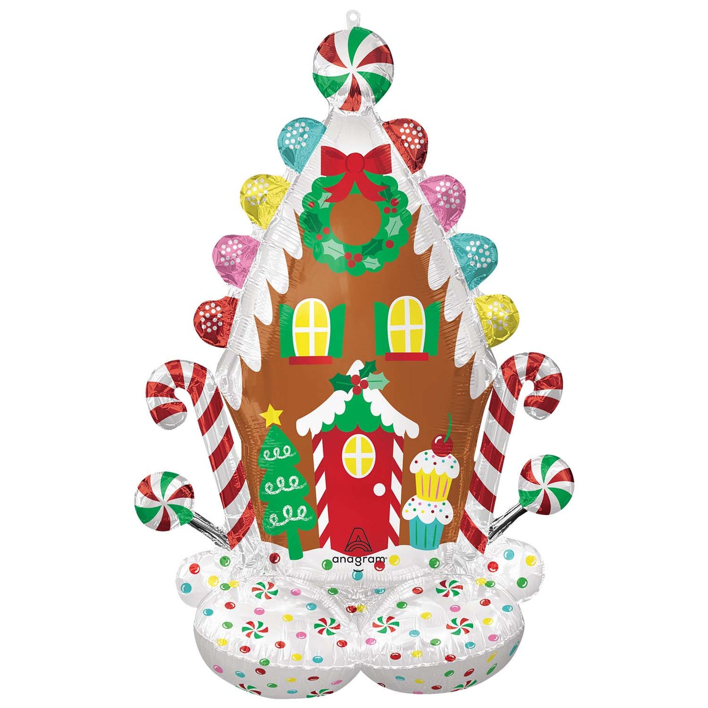 4491411 IP X3 - Gingerbread House AirLoonz Foil Balloons 32"/81cm w x 51"/129cm h P70 - 3 PC