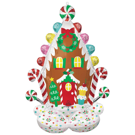 4491411 IP X3 - Gingerbread House AirLoonz Foil Balloons 32"/81cm w x 51"/129cm h P70 - 3 PC