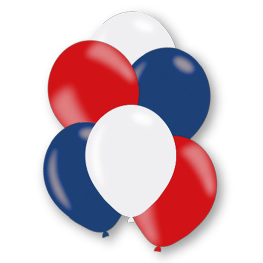 9913034 IP X10 - Red White & Blue Latex Balloons 11"/27.5cm - 10 PKG/36