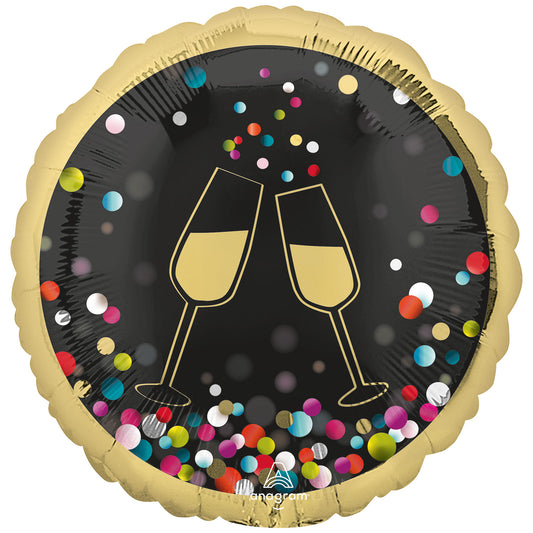 4378301 IP X5 - Colourful Confetti Cheers New Year Standard Foil Balloons S40 - 5 PC