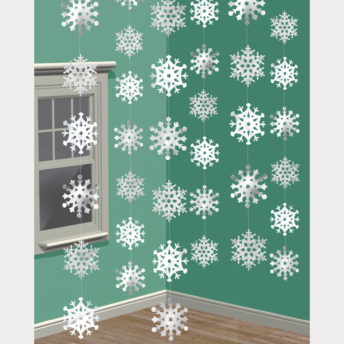 672015 IP X12 - Snowflake String Decoration 2.1m- 12 PKG