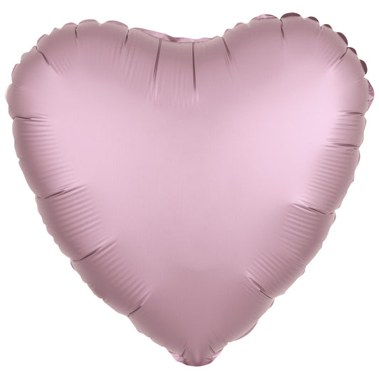 9914078 IP X5 - Amscan Metallic Pastel Pink Heart Standard Packaged Foil Balloons C16 - 5 PC