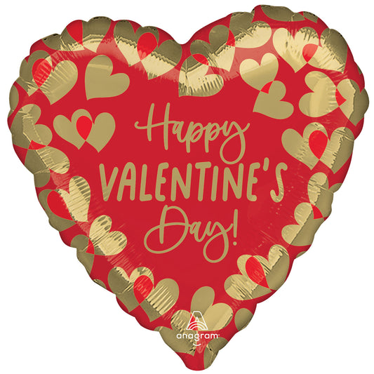 4510101 IP X5 - Golden Happy Valentine's Day Standard Foil Balloons S40 - 5 PC