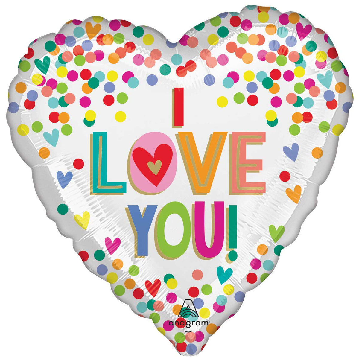 4511201 IP X5 - I love You Rainbow Dots Standard Foil Balloons S40 - 5 PC