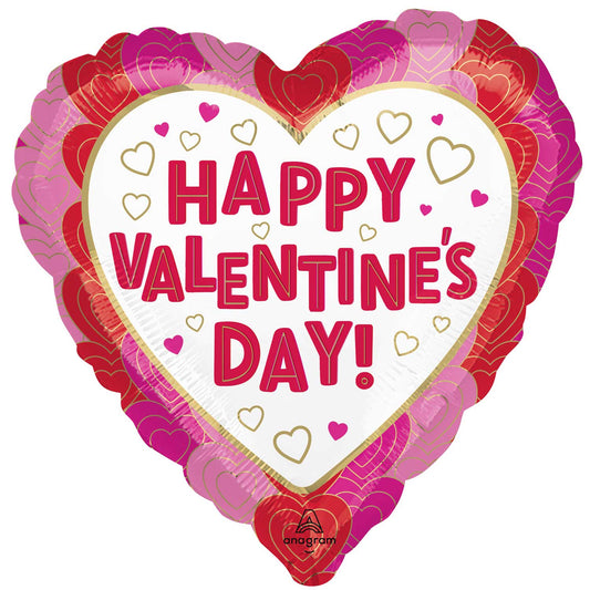 4511601 IP X5 - Happy Valentine's Day Wrapped in Hearts Standard Foil Balloons S40 - 5 PC
