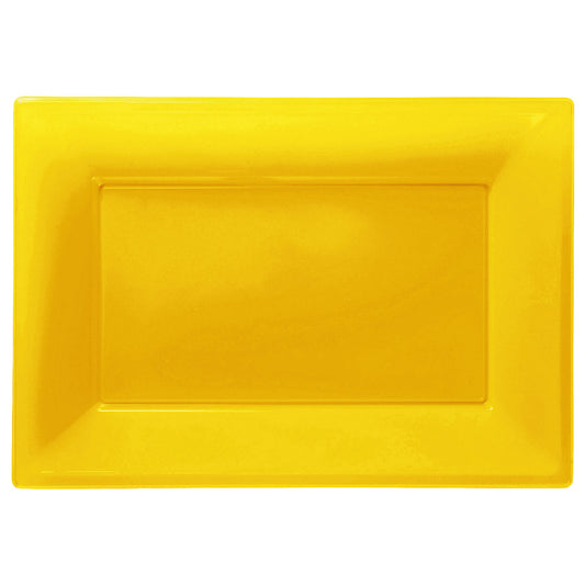 997429 IP X6 - Sunshine Yellow Plastic Serving Platters - 6 PKG/3