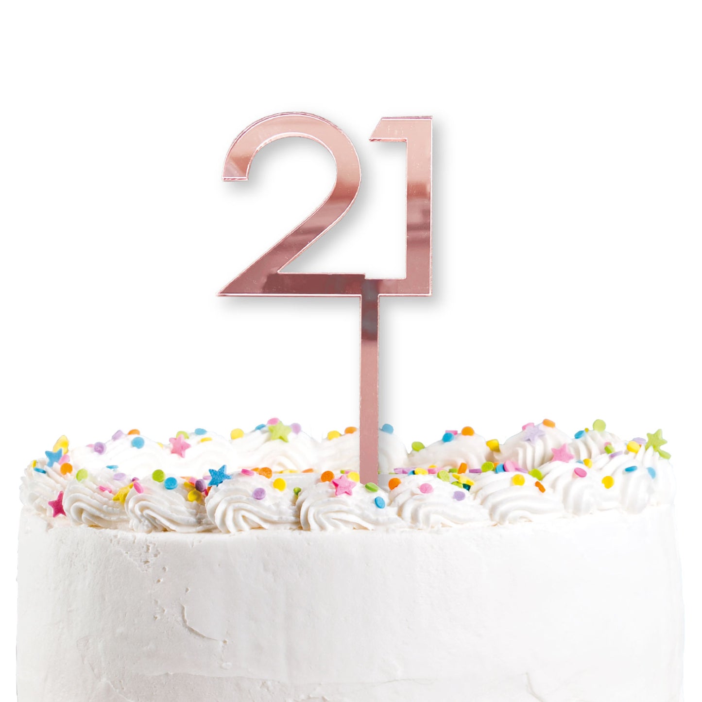 9914426 IP X6 - 21st Birthday Rose Gold Acrylic Cake Toppers 6cm w x 17cm h - 6 PC