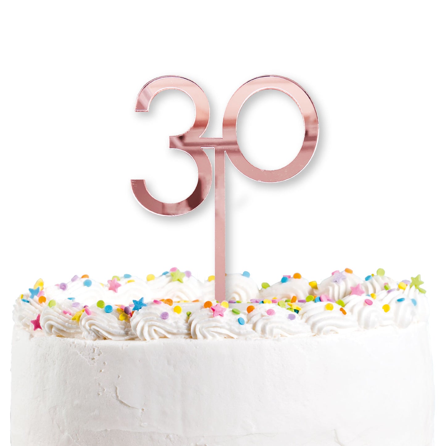 9914427 IP X6 - 30th Birthday Rose Gold Acrylic Cake Toppers 10cm w x 15cm h - 6 PC