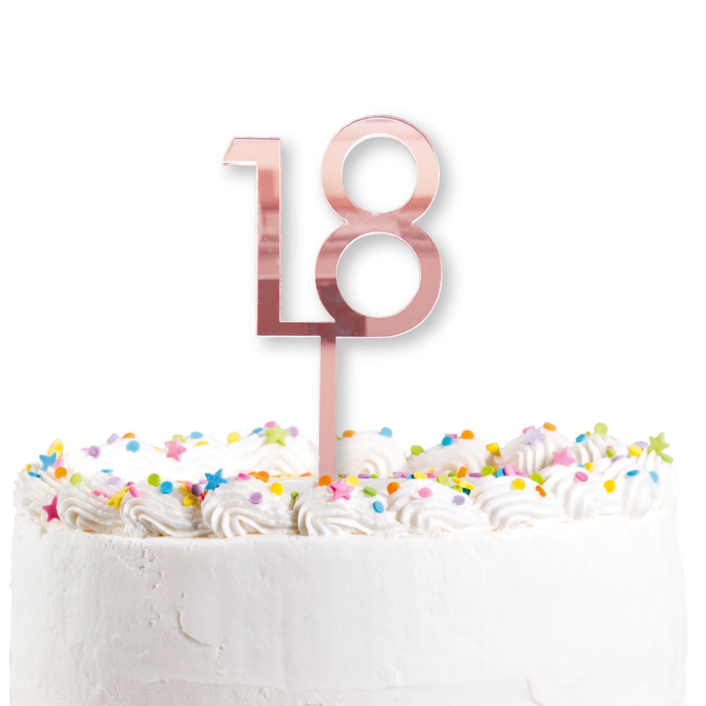 9914425 IP X6 - 18th Birthday Rose Gold Acrylic Cake Toppers 7cm w x 18cm h - 6 PC