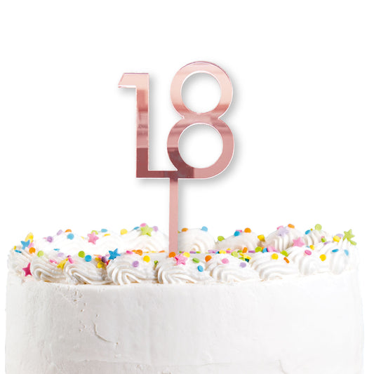 9914425 IP X6 - 18th Birthday Rose Gold Acrylic Cake Toppers 7cm w x 18cm h - 6 PC