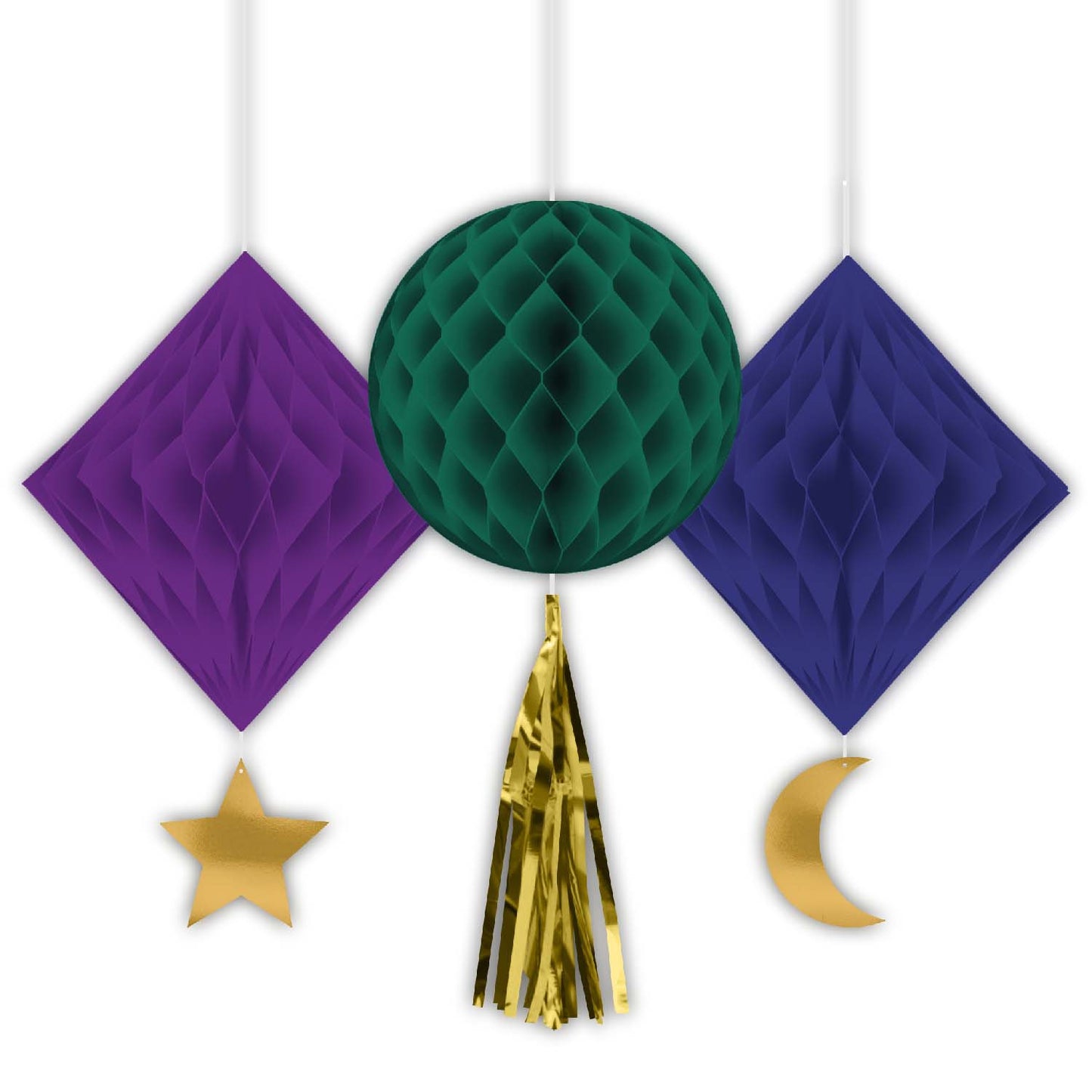 9914181 IP X6 - Opulent Eid Honeycomb Decorations - 6 PKG/3