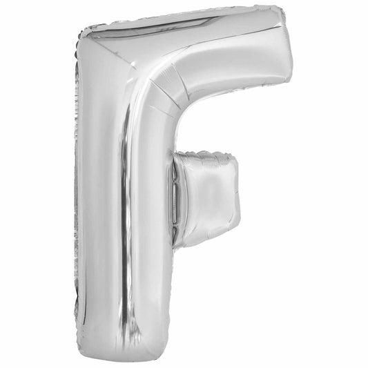 Amscan Large Letter F Silver Foil Balloons 21"/54.5cm X 34"/86cm P50 - 5 PC
