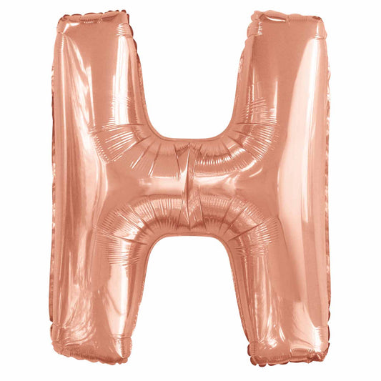 9915570 IP X5 - Amscan Large Letter H Rose Gold Foil Balloons 26"/67cm X 34"/86cm P50 - 5 PC