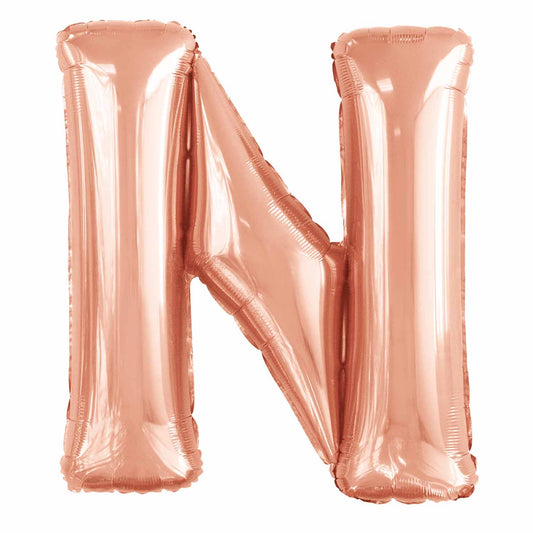 Amscan Large Letter N Silver Foil Balloons 31"/79cm X 34"/86cm P50 - 5 PC