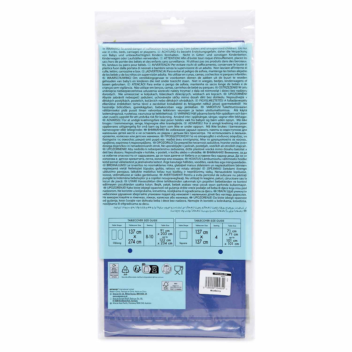 9915404 - Blueberry Paper Tablecovers 1.37m x 2.74m - 12 PC