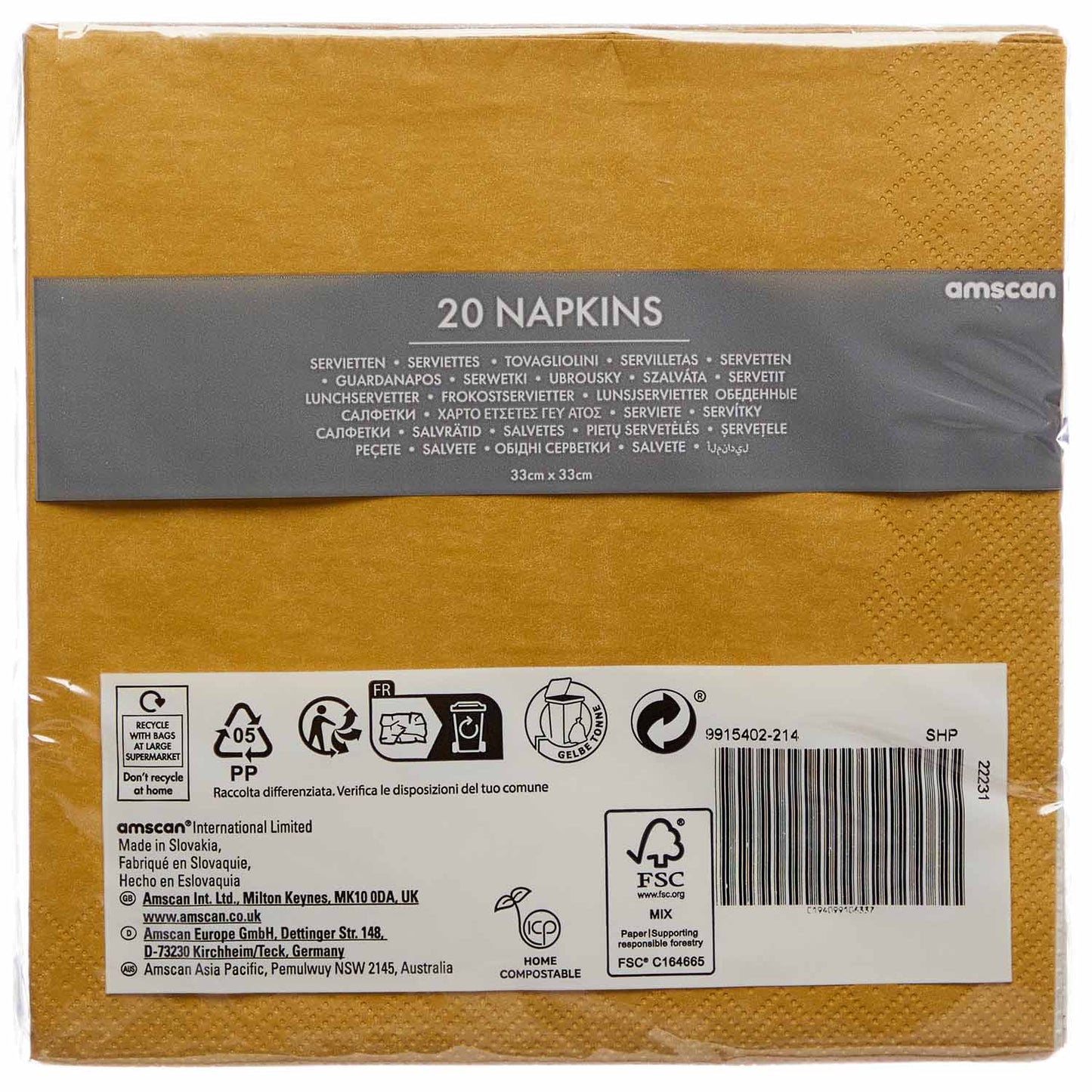 9915402 - Creme Brulee Luncheon Napkins 33cm - 18 PKG/20