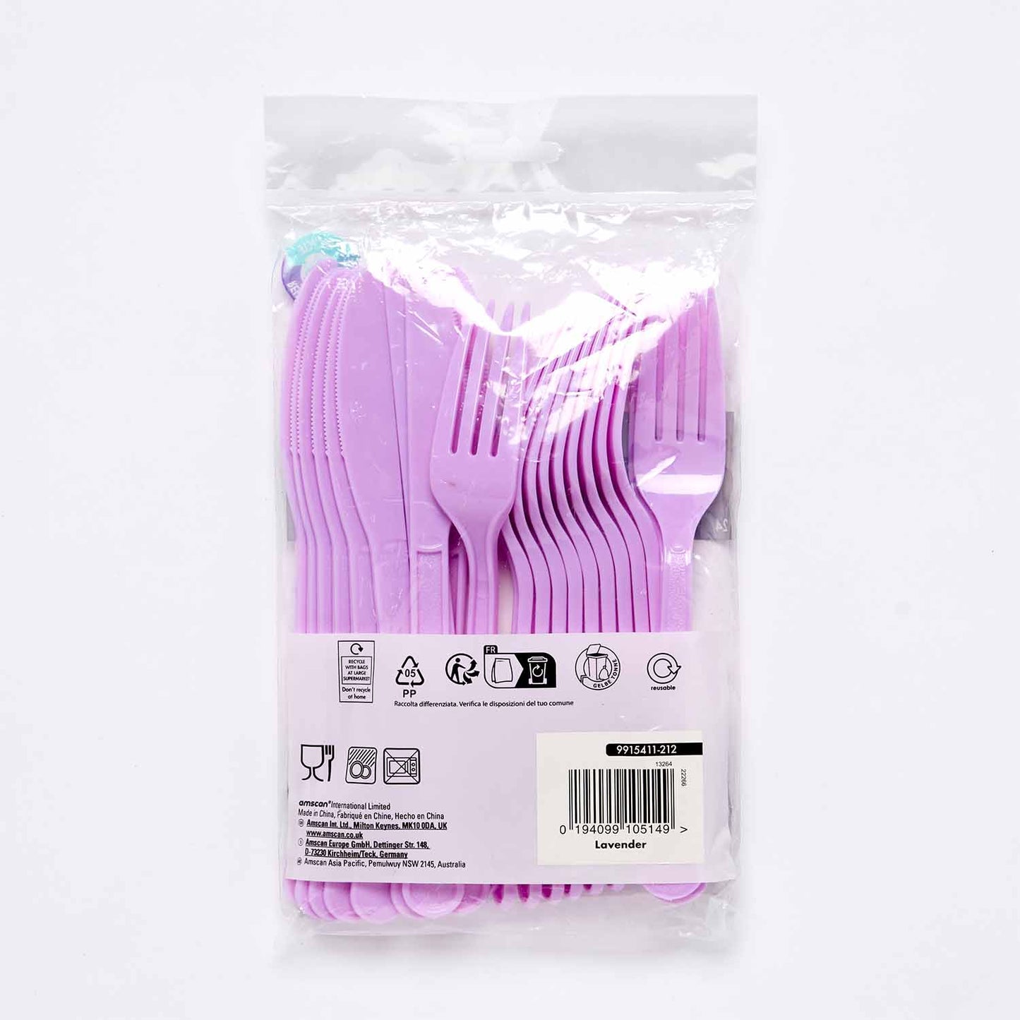 9915411 - Lavender Mixed Plastic Cutlery - 12 PKG/24